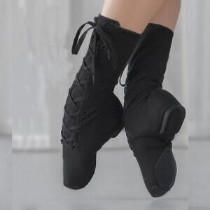 D&S Canvas Black Flats Jazz Teaching & Practice Shoes | US 6